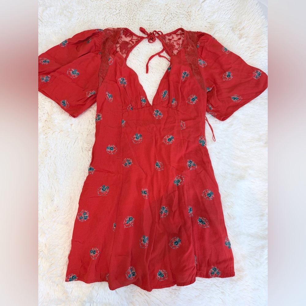 Free People Red Floral Dress